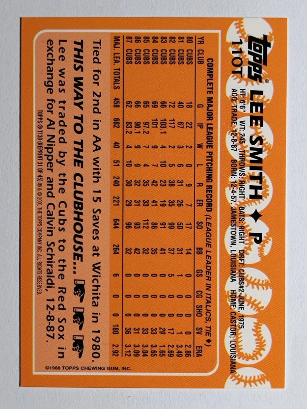 2001 Topps Traded #T130 Lee Smith 88