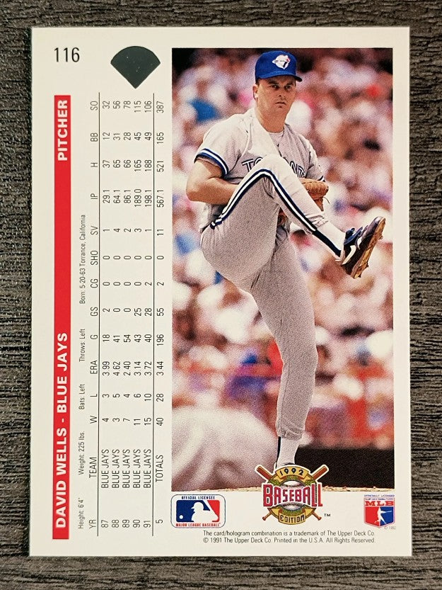 1992 Upper Deck #116 David Wells