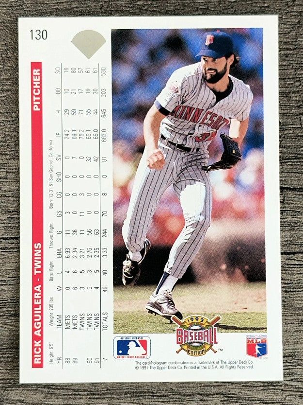 1992 Upper Deck #130 Rick Aguilera
