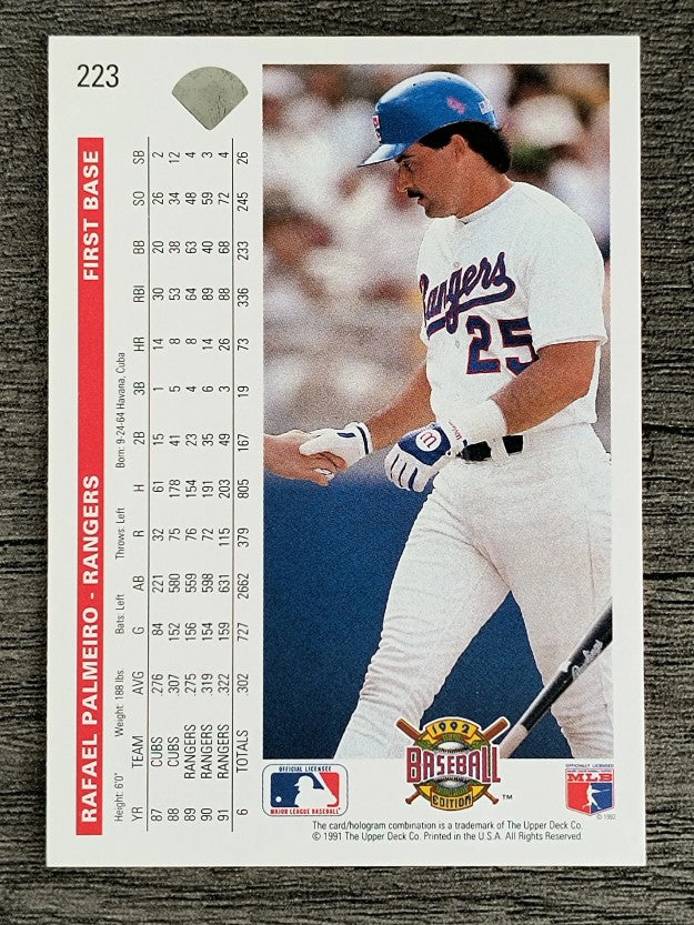1992 Upper Deck #223 Rafael Palmeiro