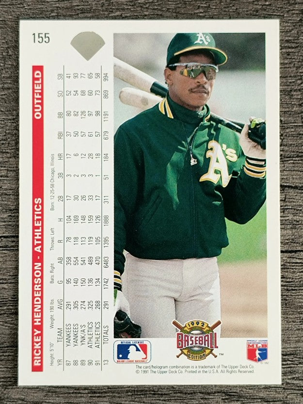 1992 Upper Deck #155 Rickey Henderson