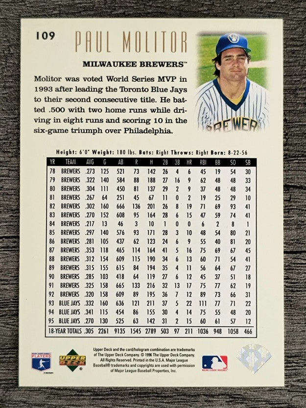 1996 Upper Deck #109 Paul Molitor YH