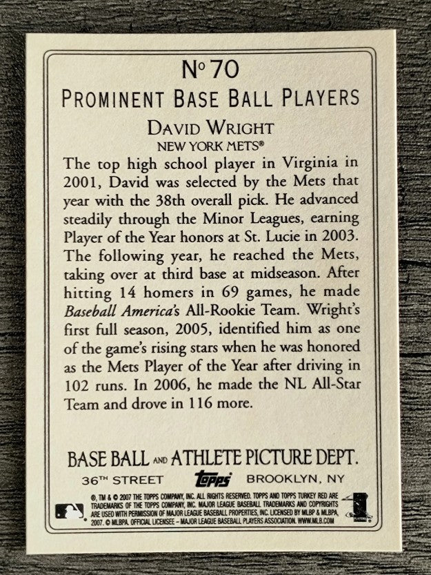 2007 Topps Turkey Red #70 David Wright