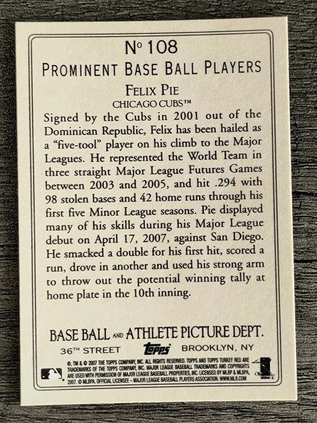2007 Topps Turkey Red #108 Felix Pie