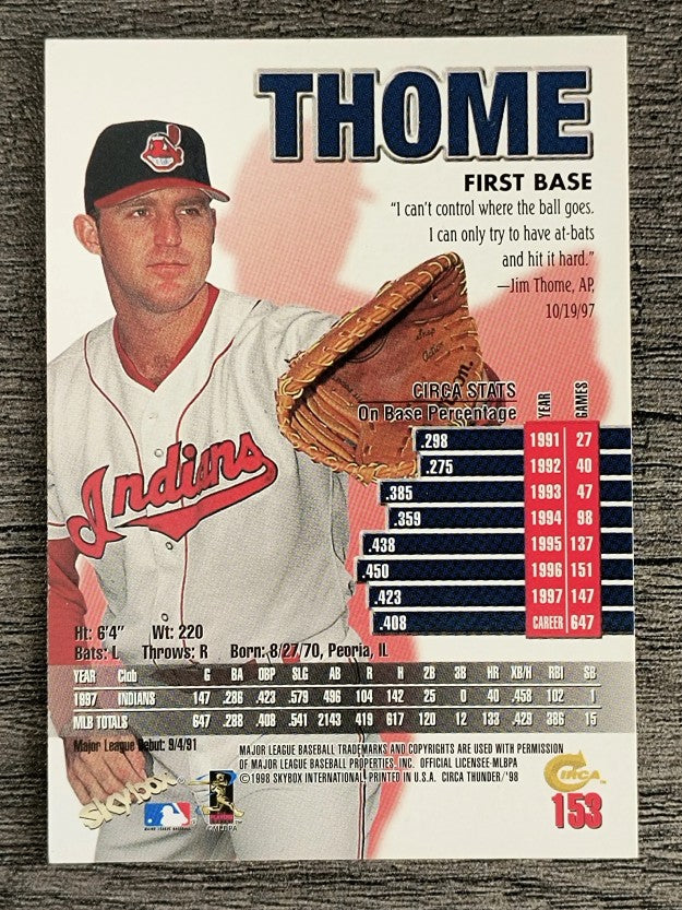 1998 Circa Thunder #153 Jim Thome