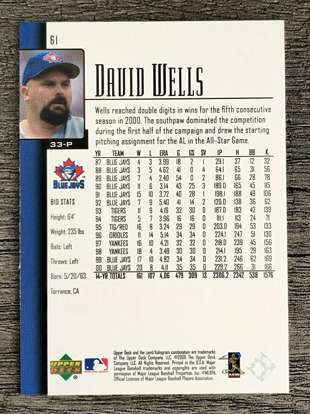 2001 Upper Deck #61 David Wells