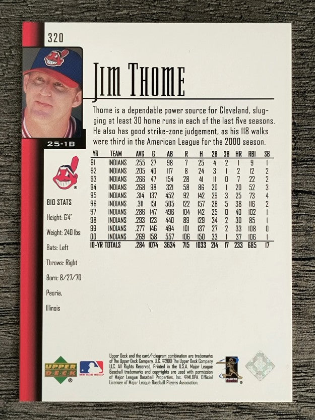 2001 Upper Deck #320 Jim Thome