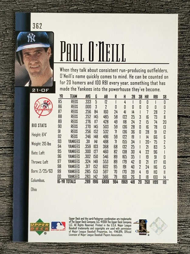 2001 Upper Deck #362 Paul O'Neill