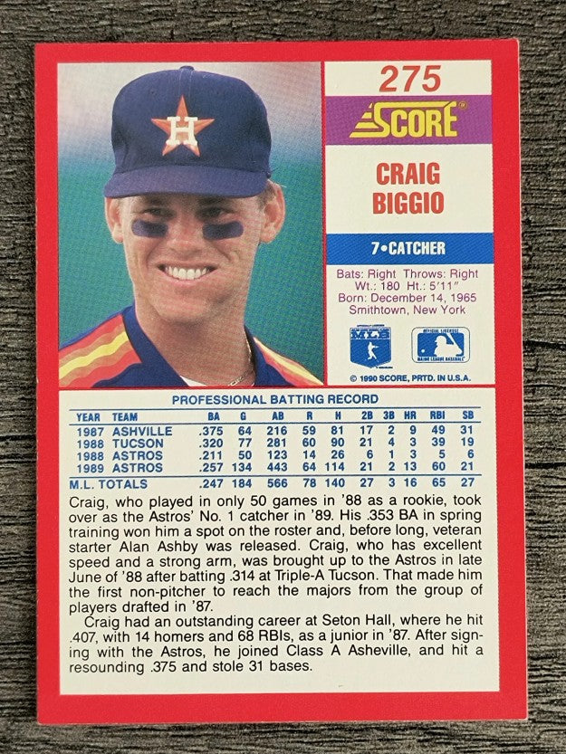 1990 Score #275 Craig Biggio