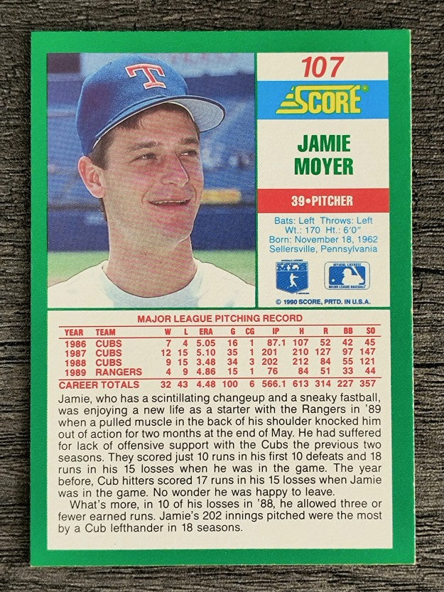 1990 Score #107B Jamie Moyer COR/Scintillating