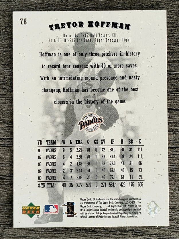 2001 SP Authentic #78 Trevor Hoffman