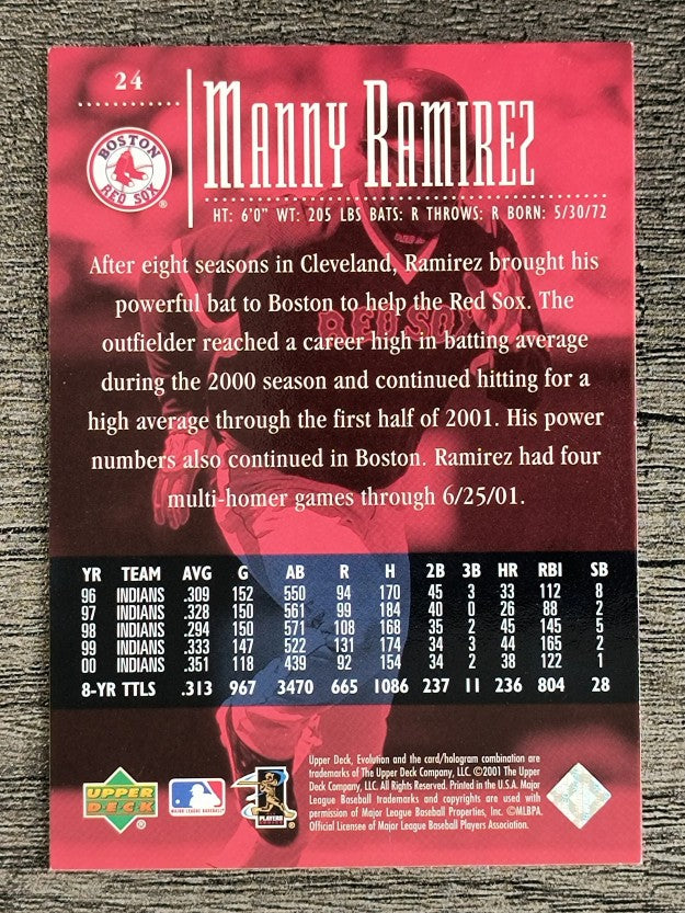 2001 Upper Deck Evolution #24 Manny Ramirez Sox
