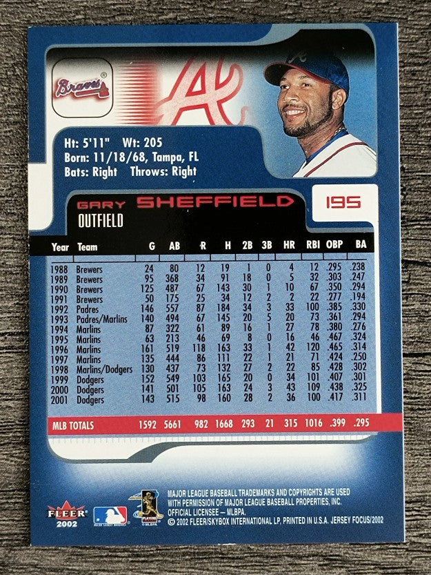 2002 Fleer Focus JE #195 Gary Sheffield