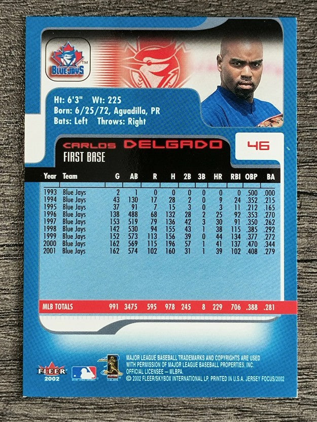 2002 Fleer Focus JE #46 Carlos Delgado