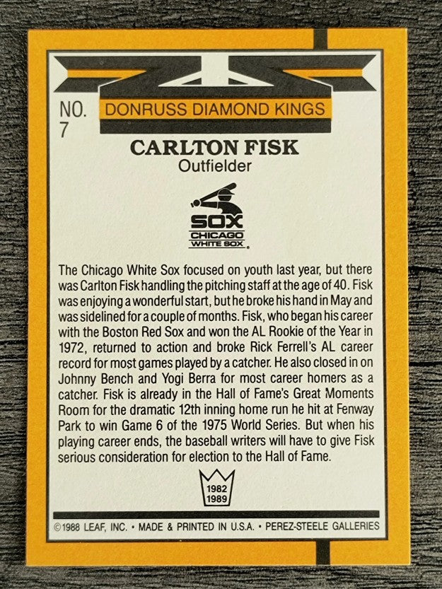 1989 Donruss #7 Carlton Fisk DK