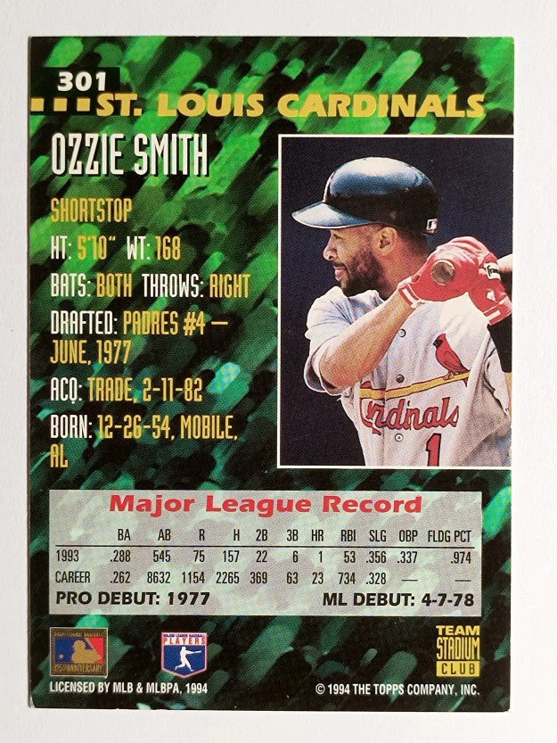 1994 Stadium Club Team #301 Ozzie Smith