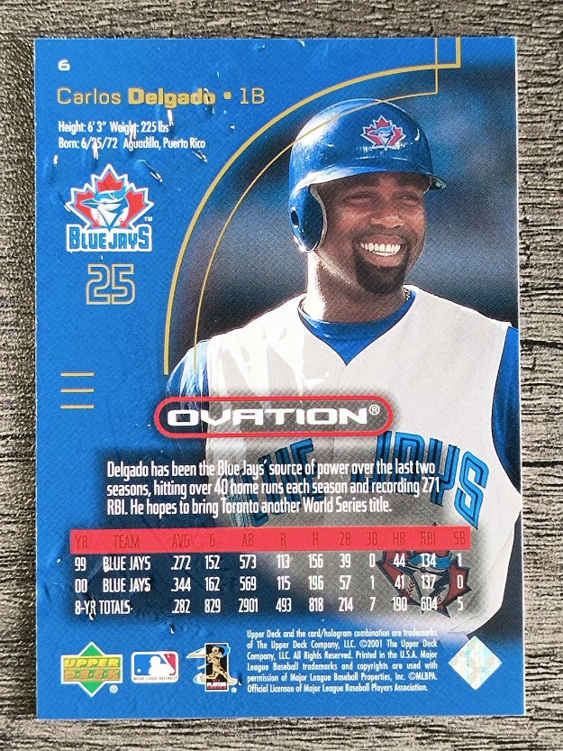 2001 Upper Deck Ovation #6 Carlos Delgado