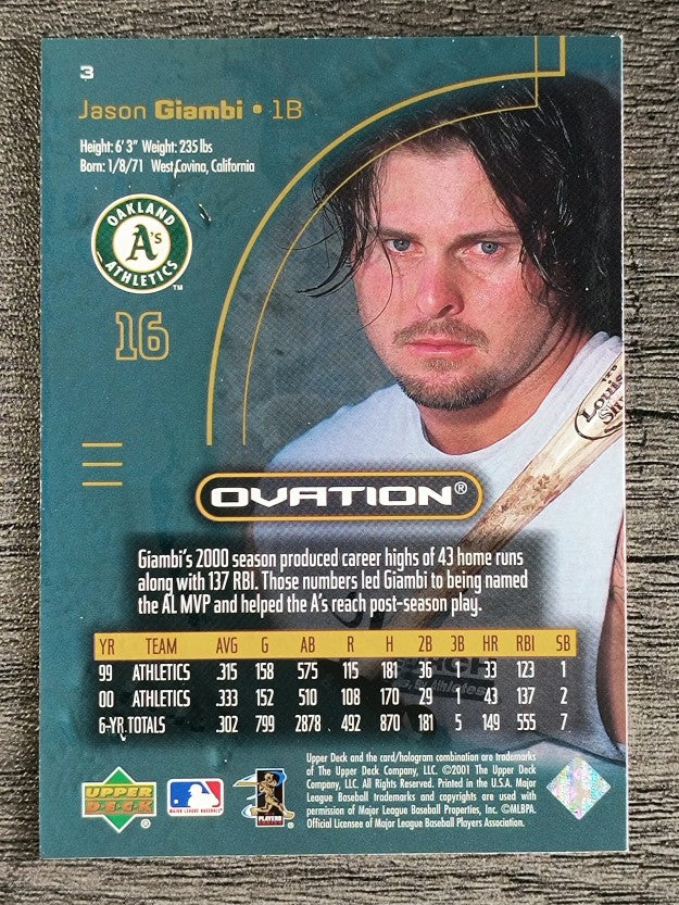 2001 Upper Deck Ovation #3 Jason Giambi
