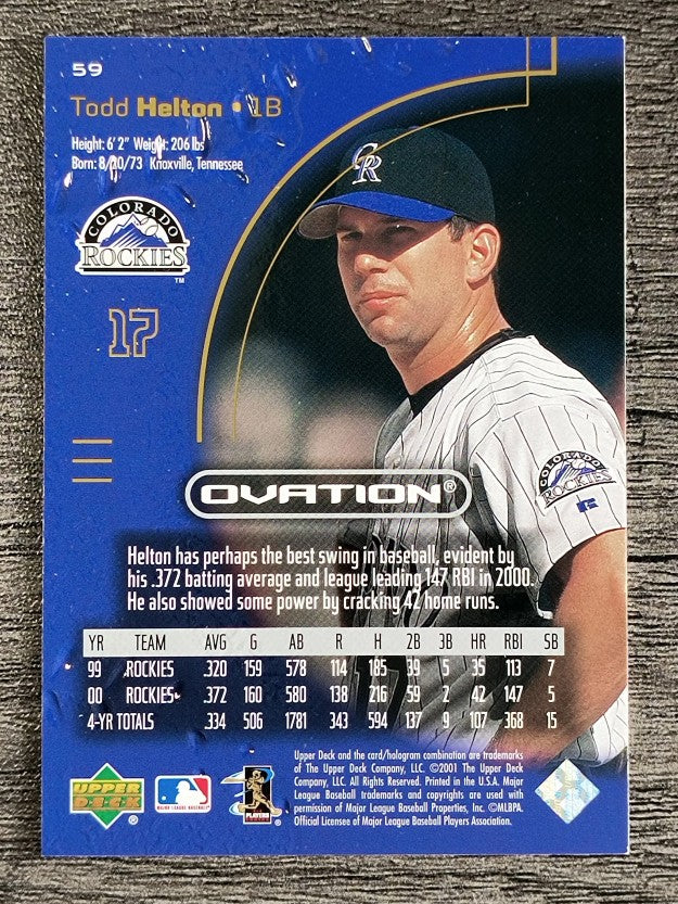 2001 Upper Deck Ovation #59 Todd Helton