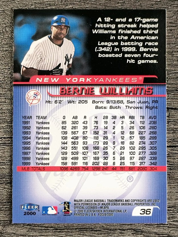 2000 Fleer Focus #36 Bernie Williams