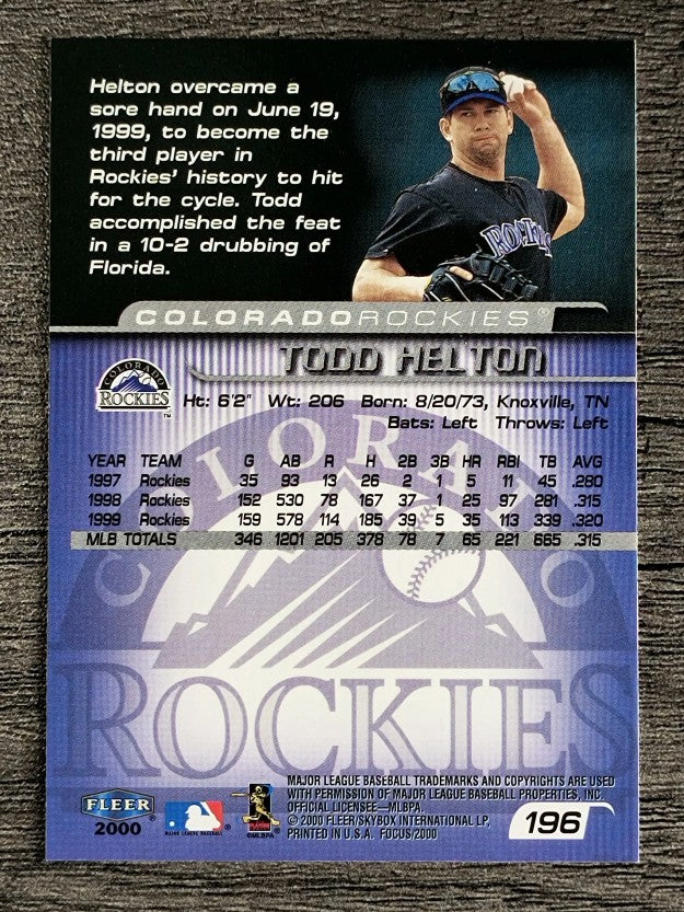 2000 Fleer Focus #196 Todd Helton