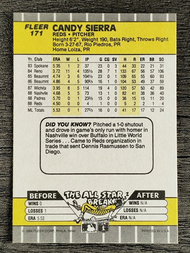 1989 Fleer #171 Candy Sierra