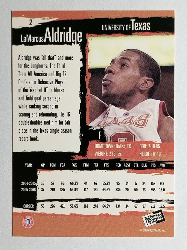 2006 Press Pass #2 LaMarcus Aldridge