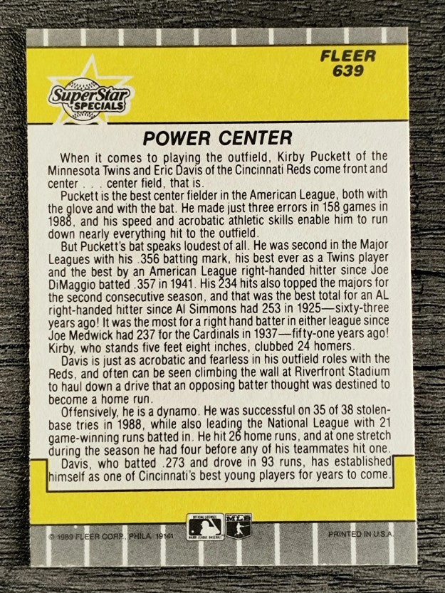 1989 Fleer #639 Kirby Puckett/Eric Davis