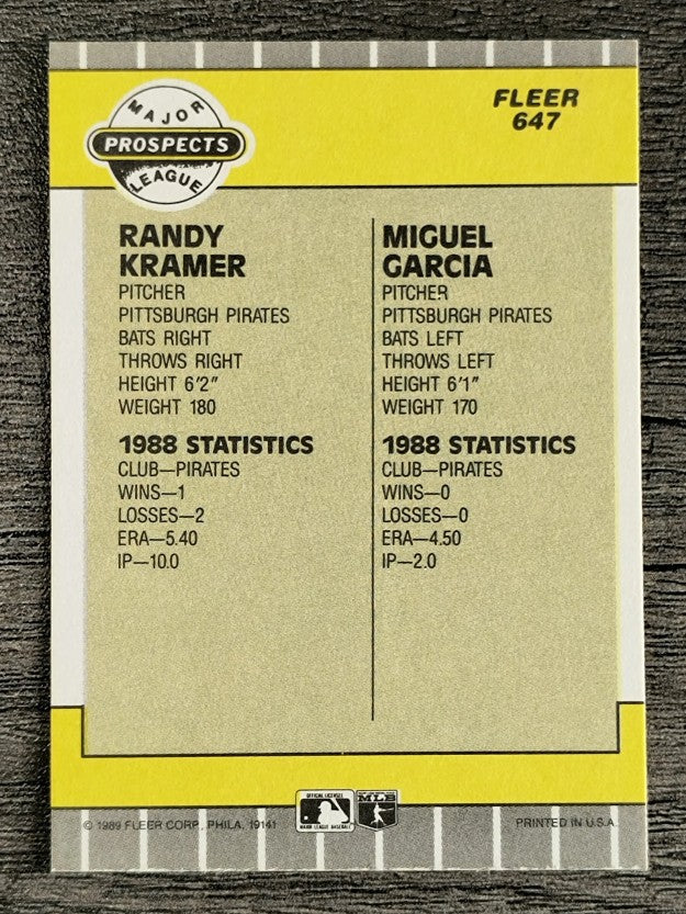 1989 Fleer #647 Randy Kramer/Miguel Garcia