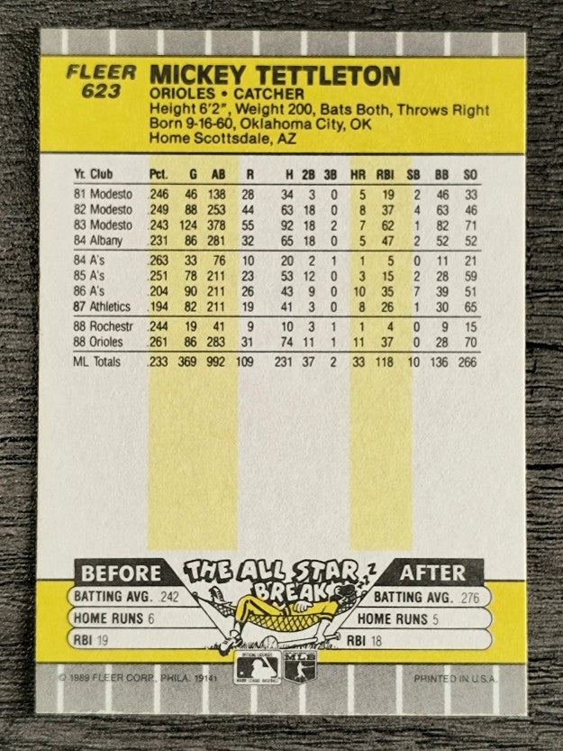 1989 Fleer #623 Mickey Tettleton