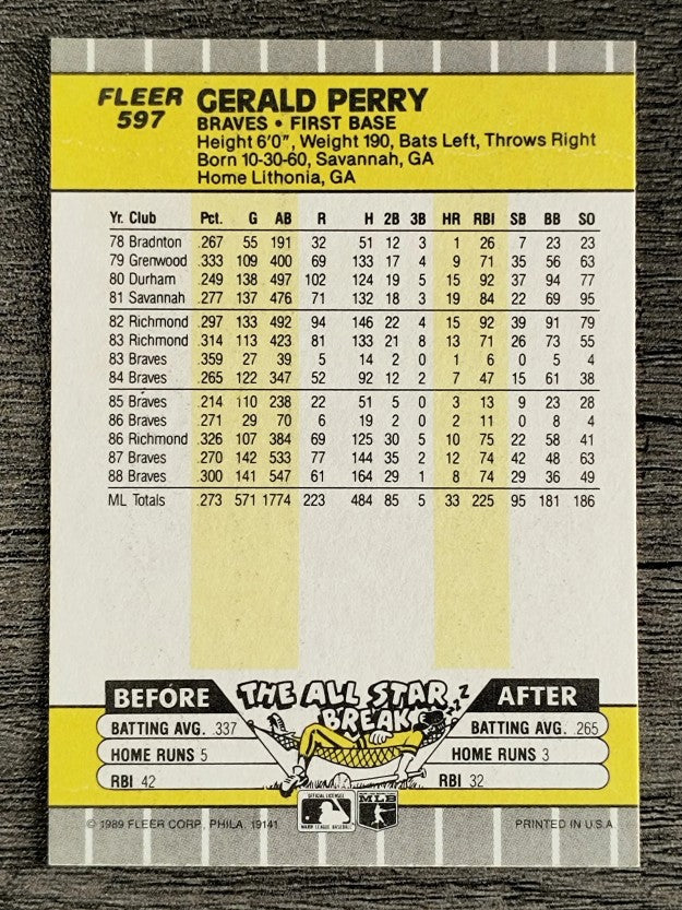 1989 Fleer #597 Gerald Perry