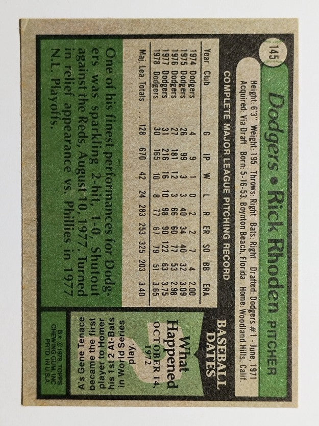 1979 Topps #145 Rick Rhoden (EX)