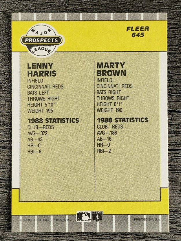 1989 Fleer #645 Lenny Harris RC/Marty Brown