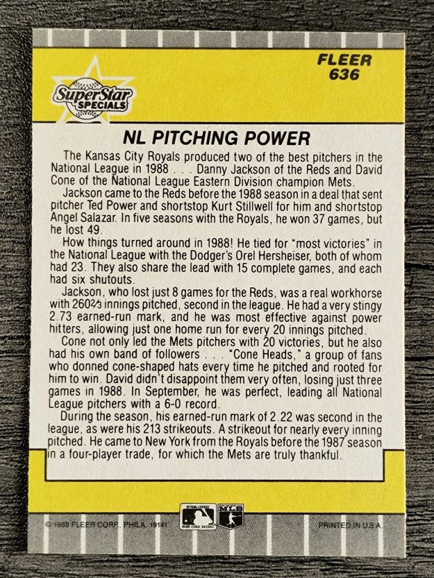 1989 Fleer #636 Danny Jackson/David Cone