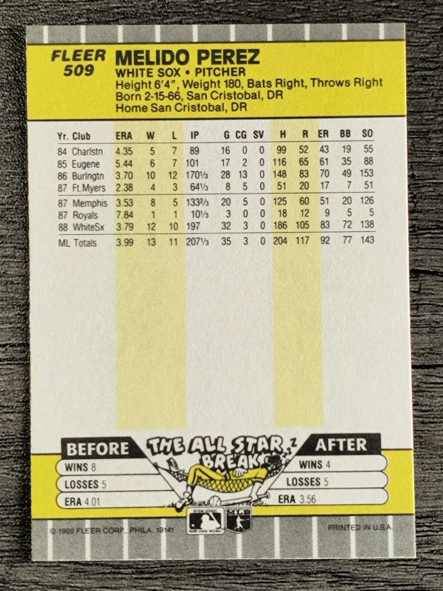 1989 Fleer #509 Melido Perez