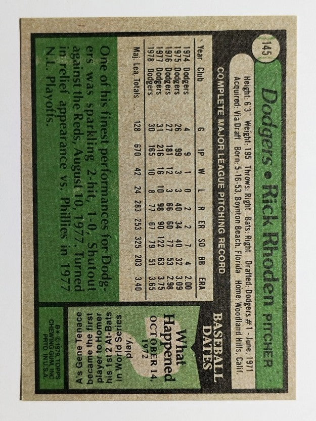 1979 Topps #145 Rick Rhoden (NM)