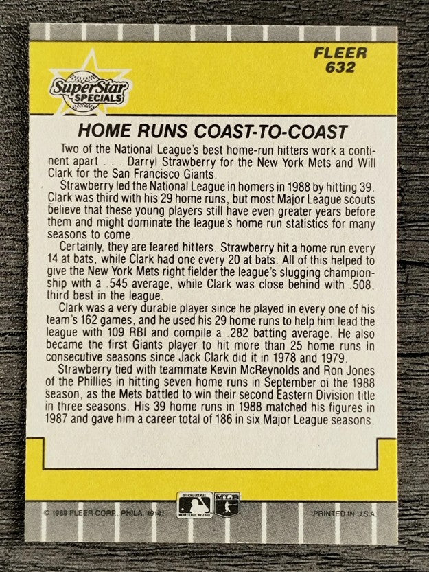 1989 Fleer #632 Darryl Strawberry/Will Clark