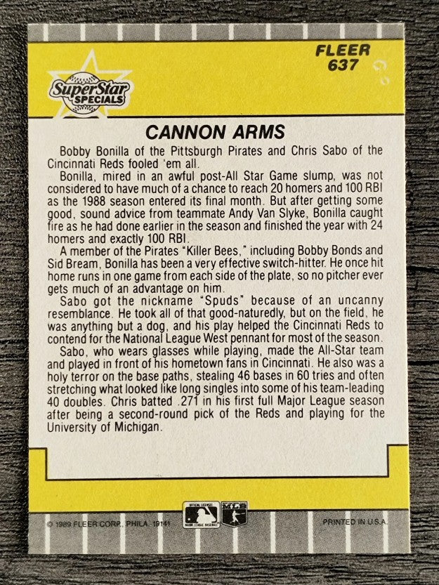 1989 Fleer #637 Chris Sabo/Bobby Bonilla