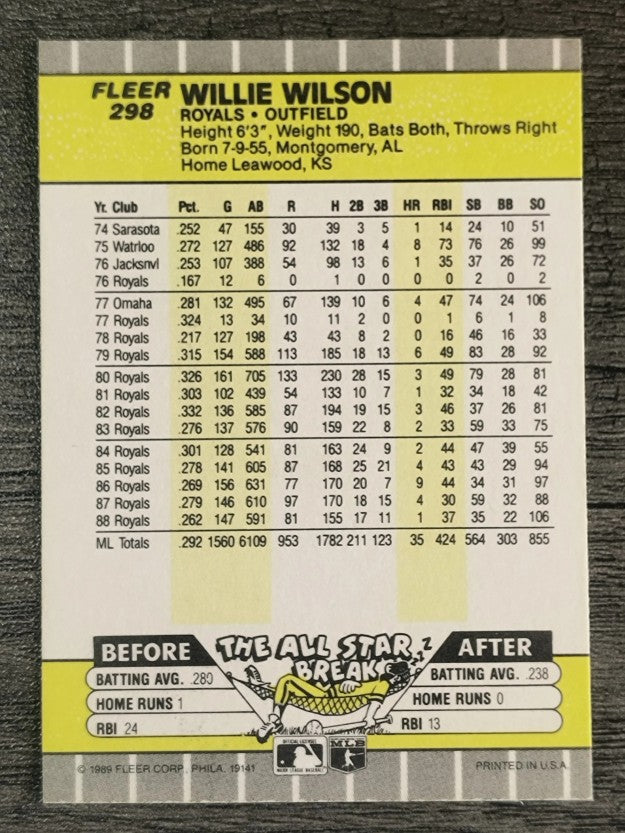 1989 Fleer #298 Willie Wilson