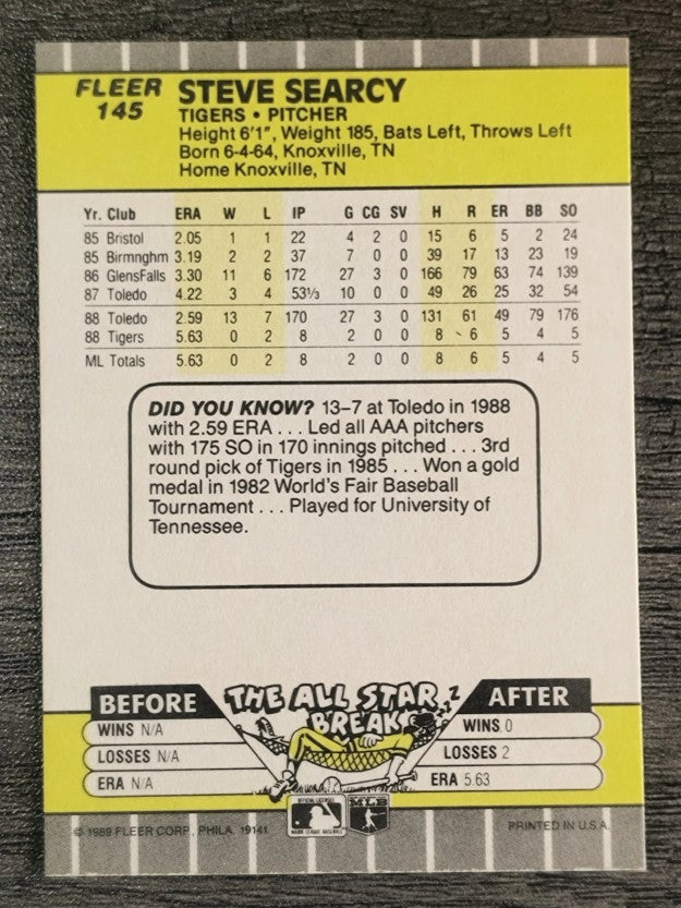 1989 Fleer #145 Steve Searcy