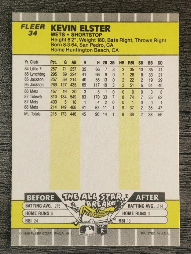 1989 Fleer #34 Kevin Elster