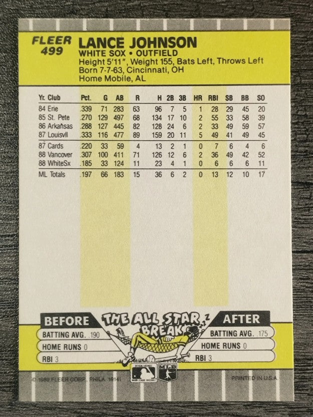 1989 Fleer #499 Lance Johnson