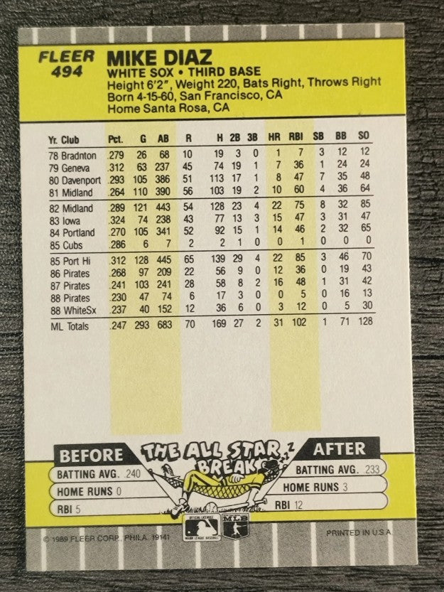 1989 Fleer #494 Mike Diaz
