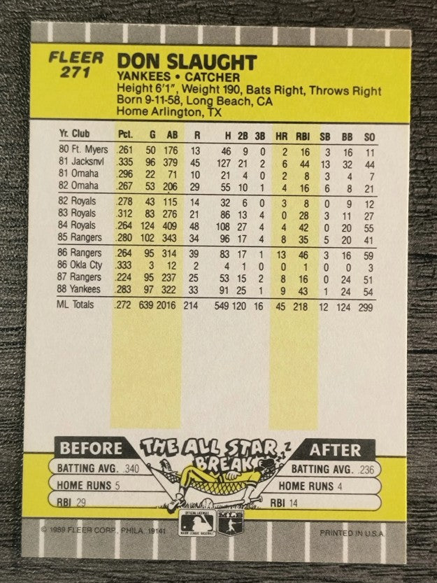 1989 Fleer #271 Don Slaught
