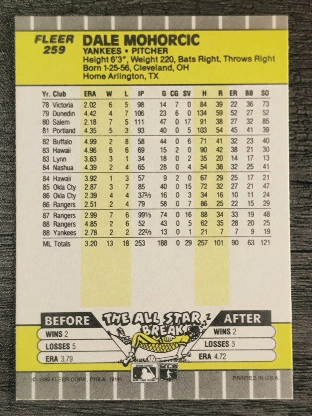 1989 Fleer #259 Dale Mohorcic