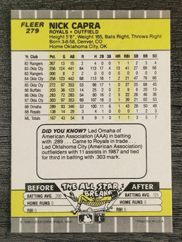 1989 Fleer #279 Nick Capra