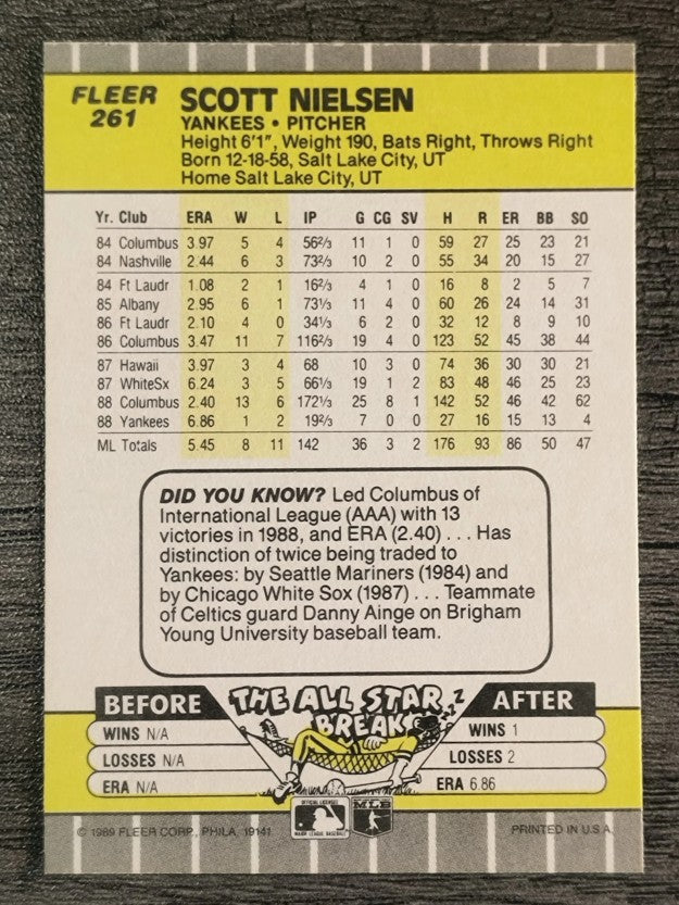 1989 Fleer #261 Scott Nielsen