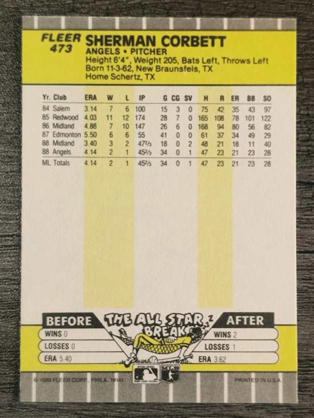 1989 Fleer #473 Sherman Corbett RC