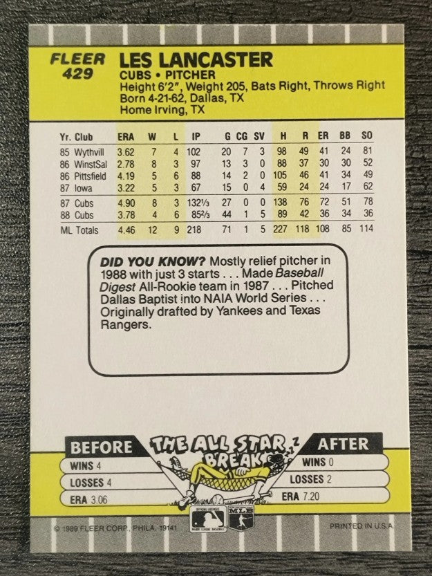 1989 Fleer #429 Les Lancaster