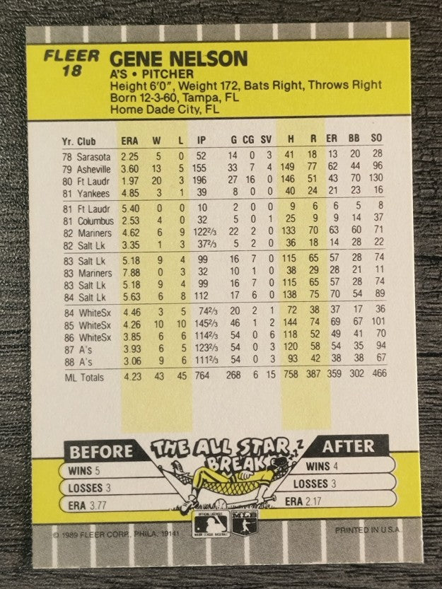 1989 Fleer #18 Gene Nelson